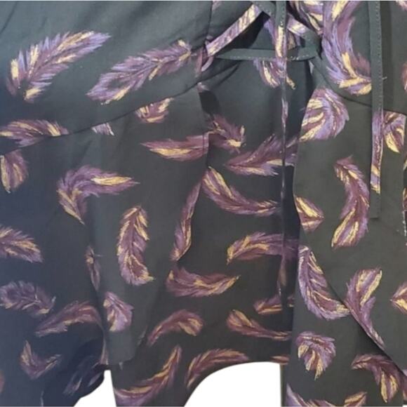 LANE Bryant Peasant Purple Black feather peplum lace front blouse plus size 24 - Picture 11 of 11